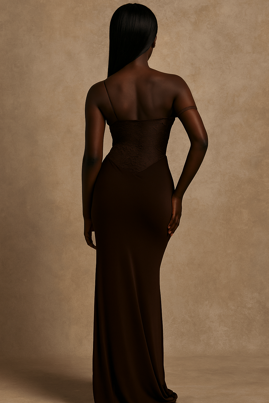 Celestia™ One-Shoulder Lace Maxi Dress