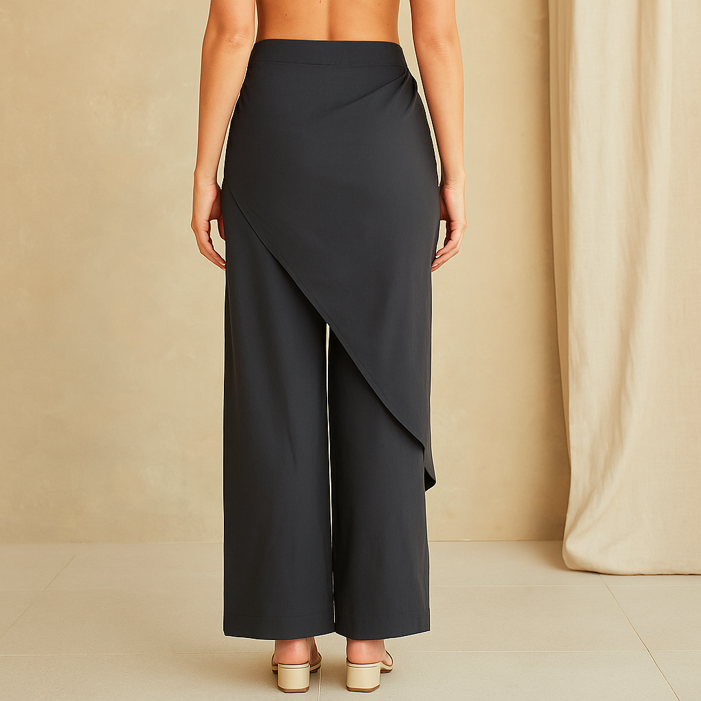 Celestia™ Loose Fit Spliced Trousers with Skirt Overlay