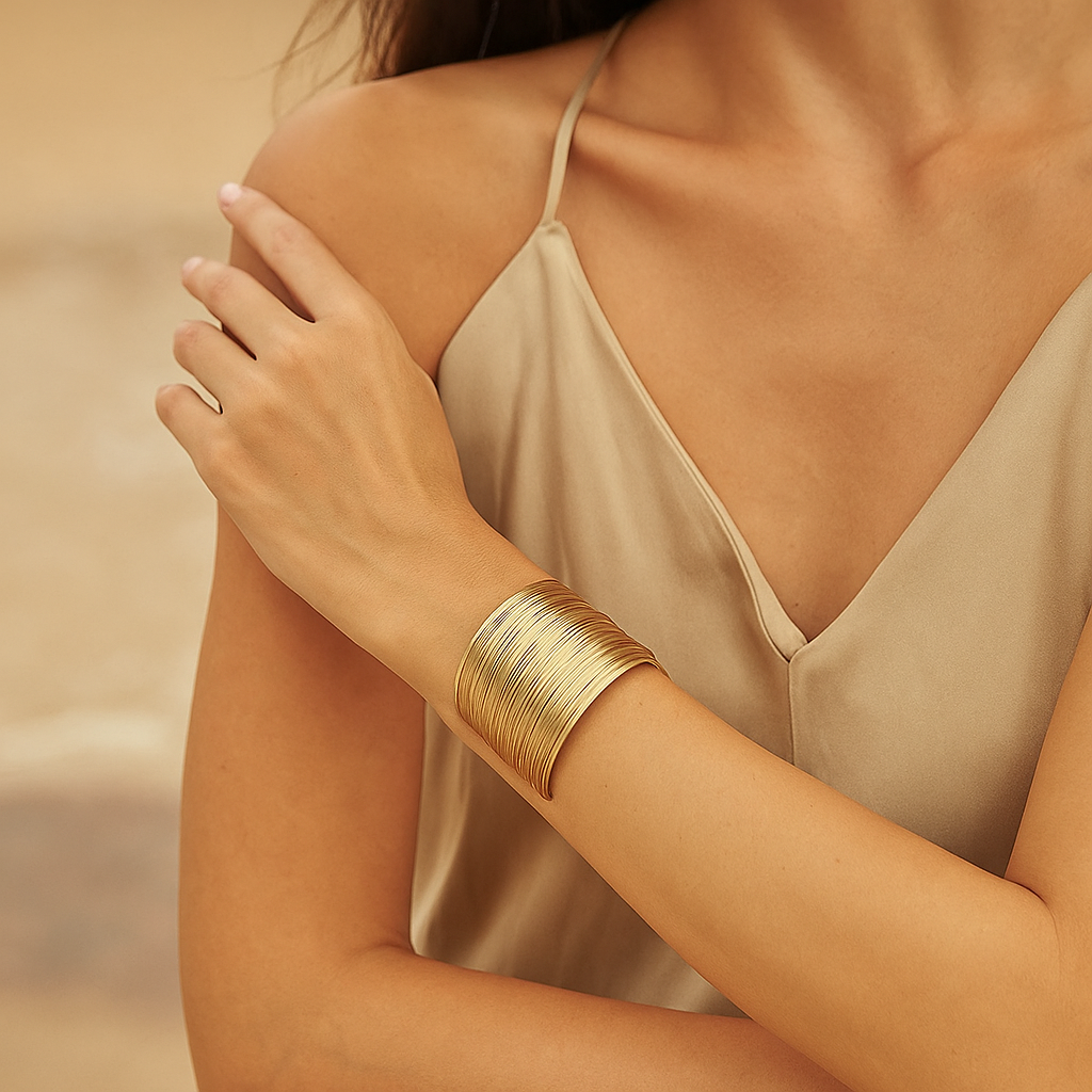 Aurelia™ Adjustable Gold Wire Cuff Bangle Bracelet