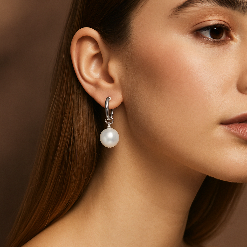 Aurelia™ Gold Hoop Earrings with Pearl Pendant