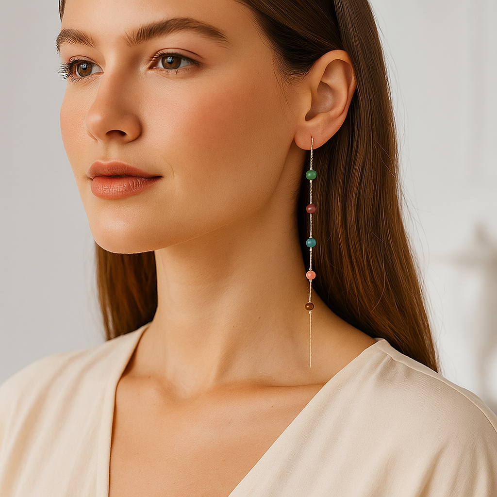 Solara™ Gold Beaded Tassel Earrings