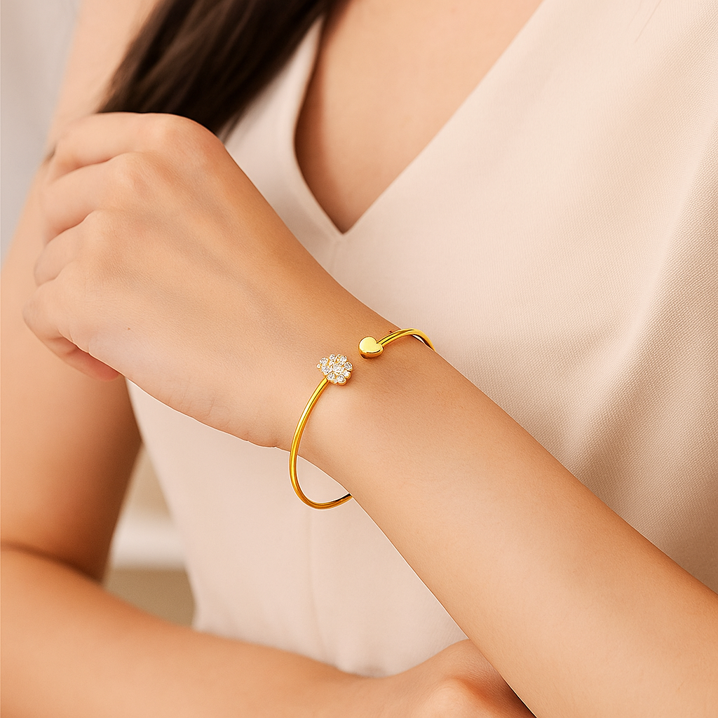 Isadora™ Adjustable Diamond Double Heart Cuff Bracelet