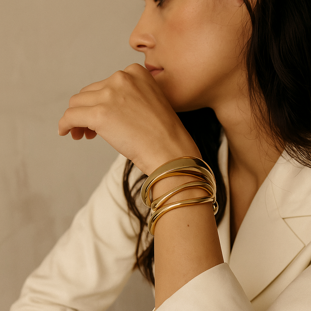 Elowen™ Vintage Gold Cuff Bangles