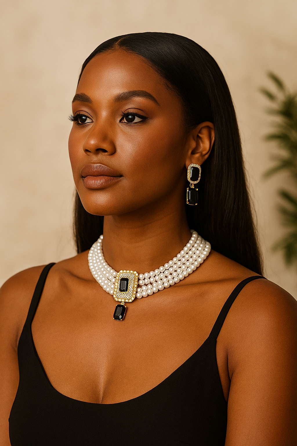 Aurora™  Multilayer Pearl Diamond Set – Necklace & Earring