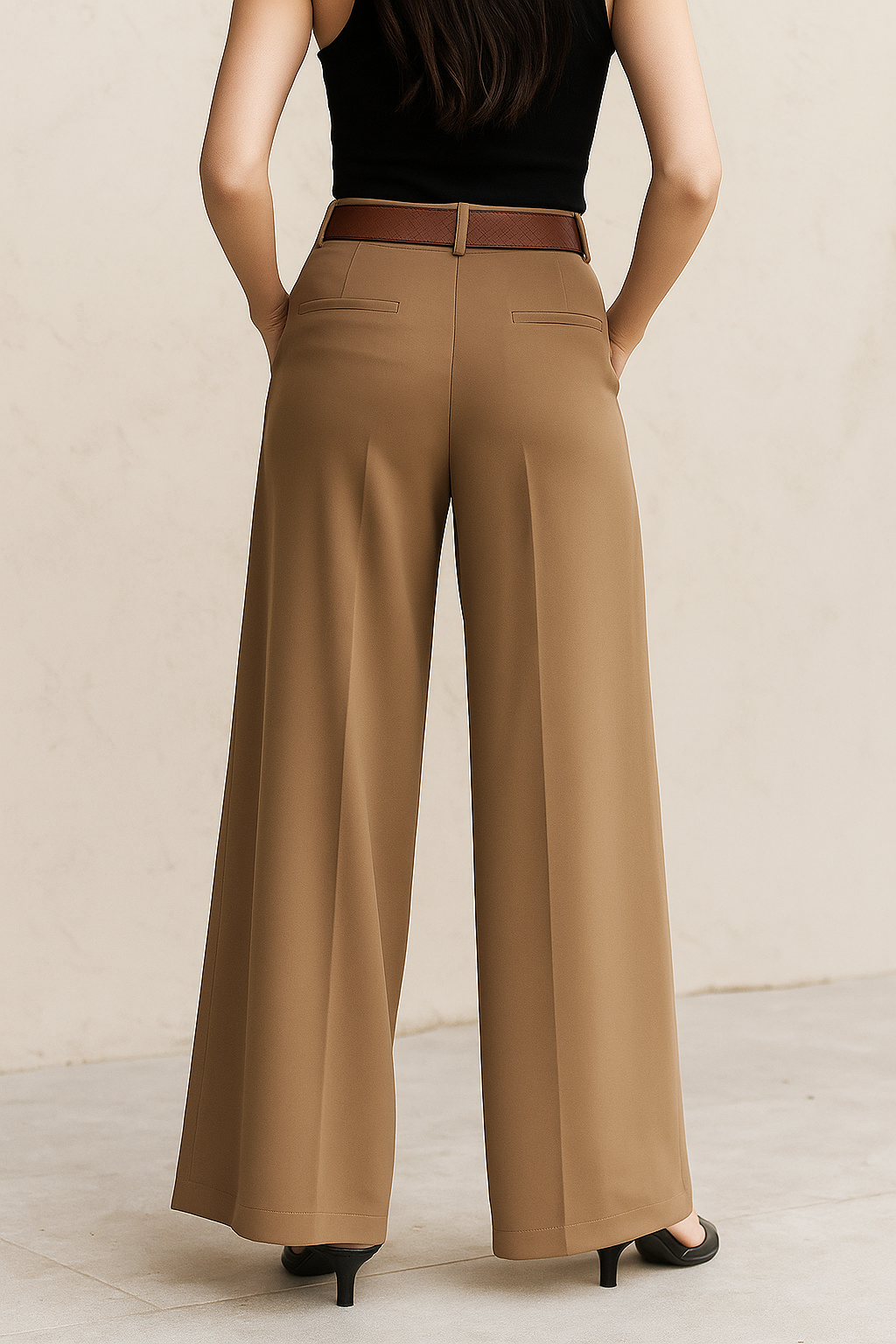 Celestia™ Soft Satin Belted Long Trousers