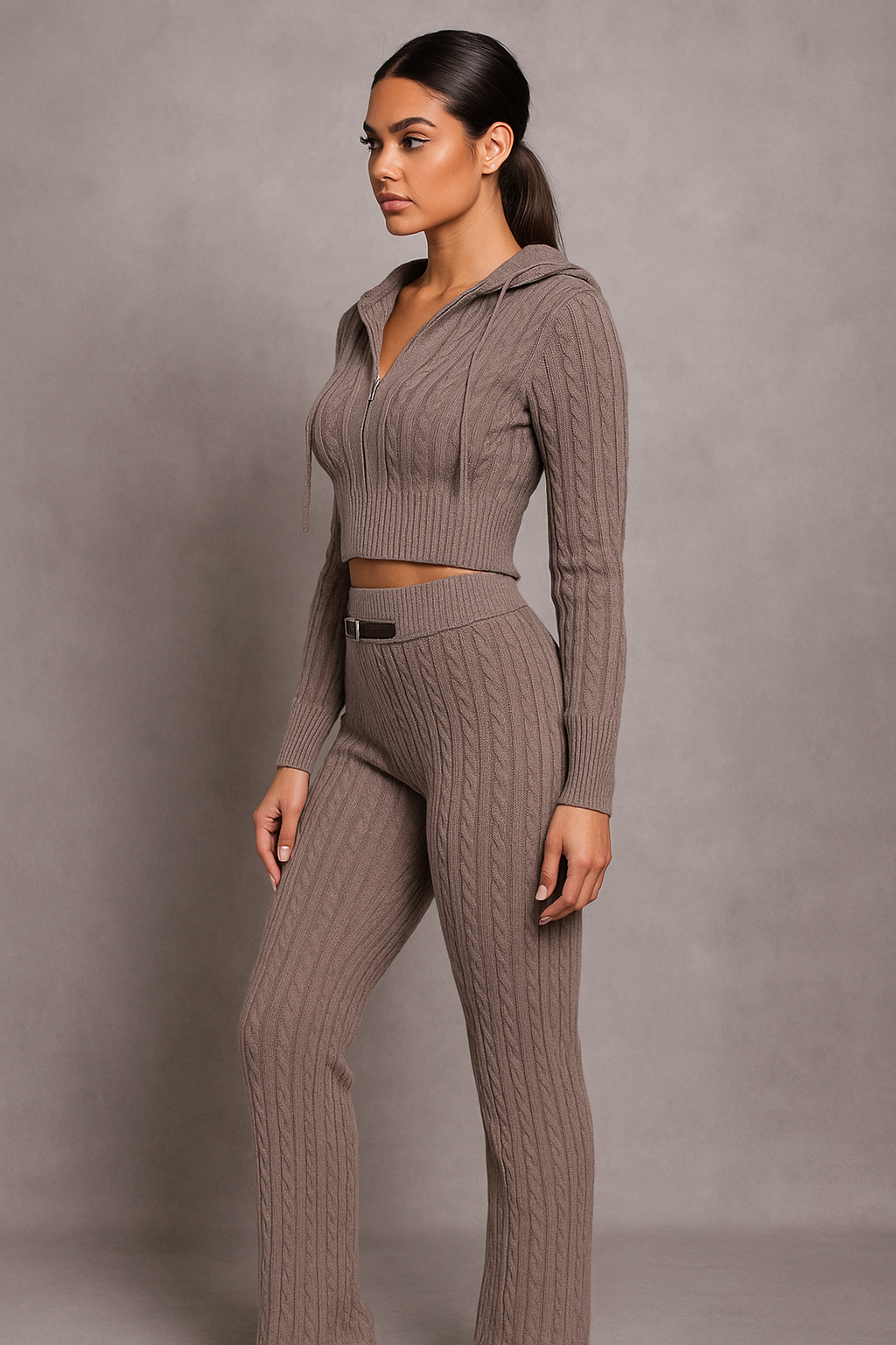 Isadora™ Knitted Zipper Hooded Set