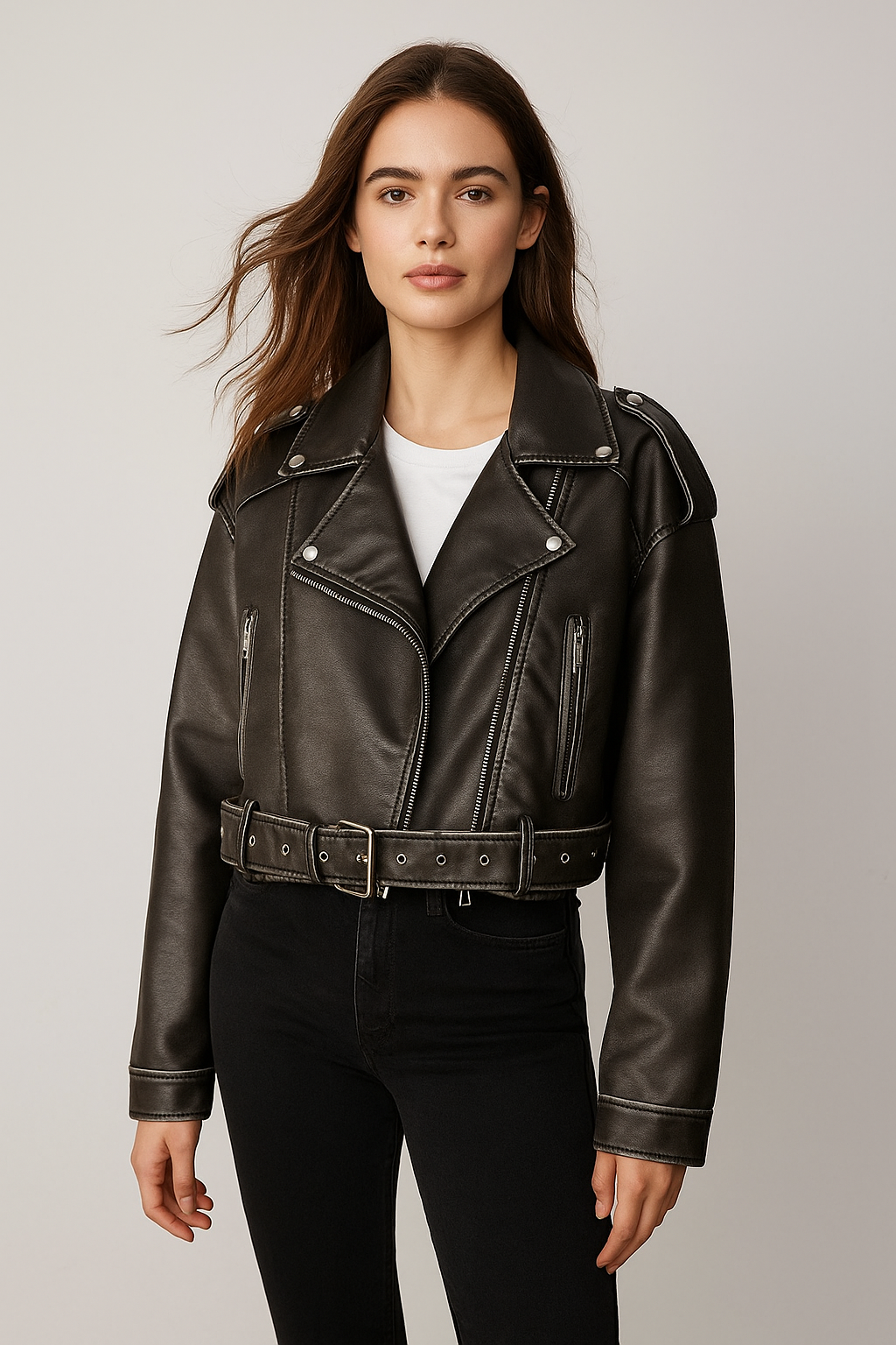 Aurelia™ Washed Leather Belted Coat