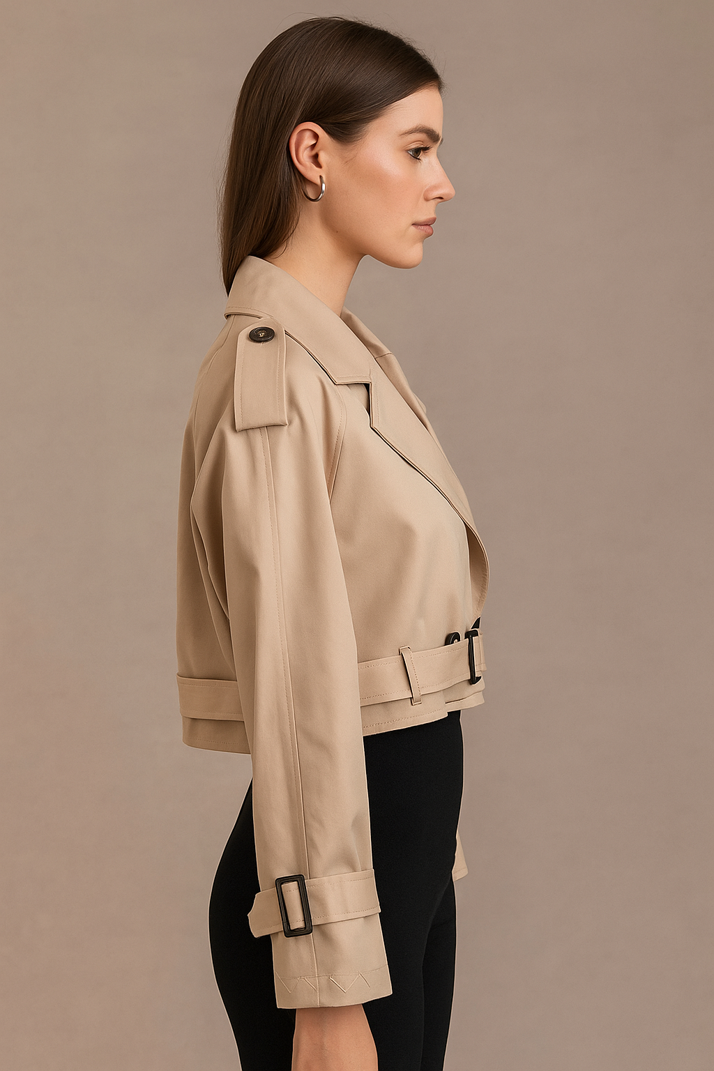 Elaris™ Belted Cropped Trench Jacket