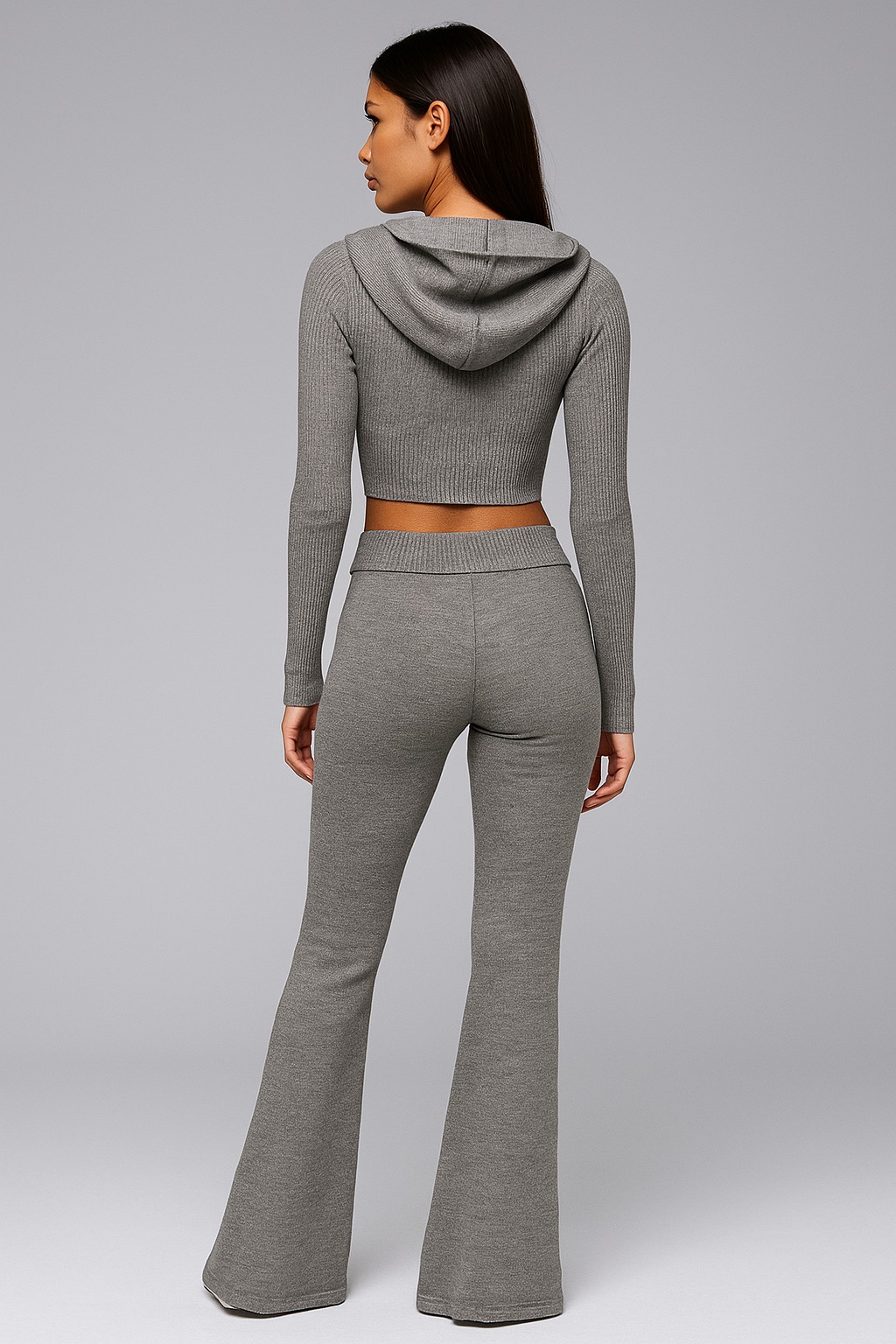 Thessia™ Knitted Hoodie & High Waist Pants Set
