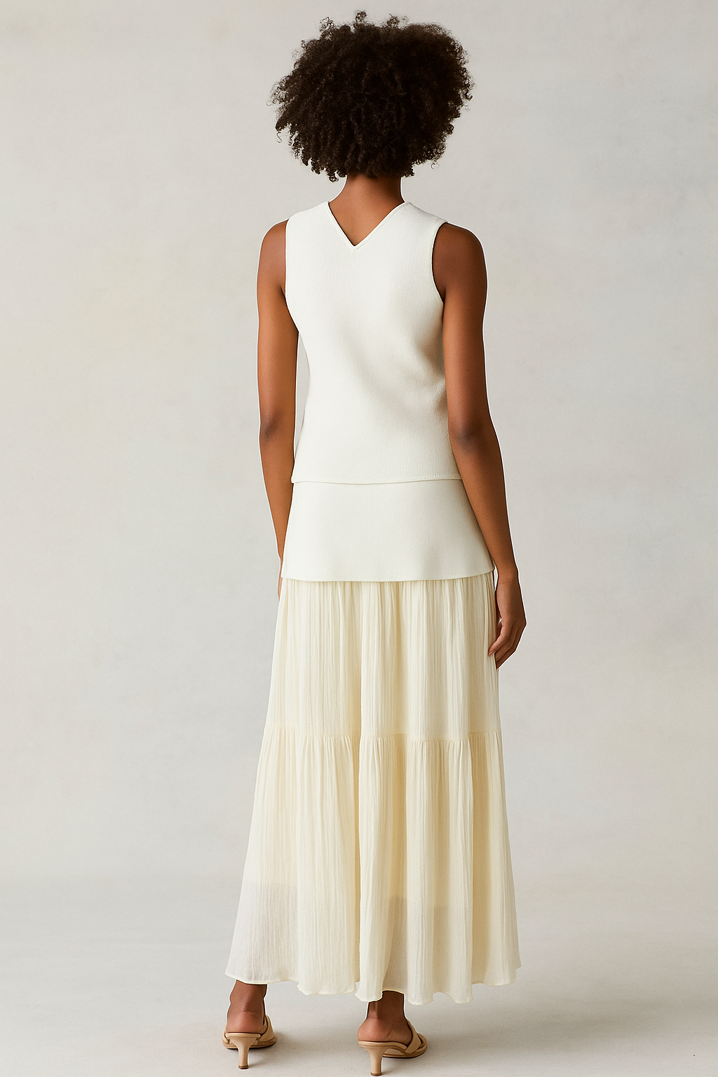 Thessia™ Knitted V-Neck Vest & Maxi Skirt Set