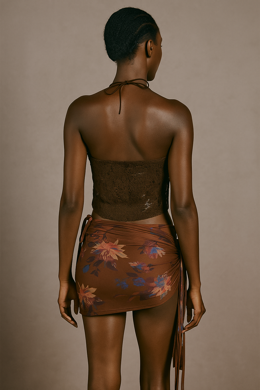 Elaris™ Halter Camisole & Ruched Knot Skirt Set