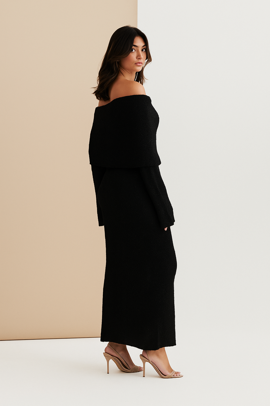 Elaris™ Long Sleeve Knitted Off-Shoulder Dress