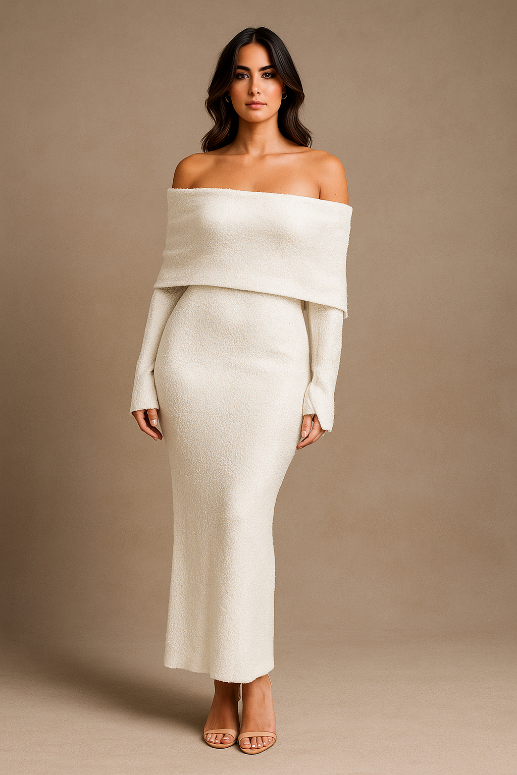 Elaris™ Long Sleeve Knitted Off-Shoulder Dress