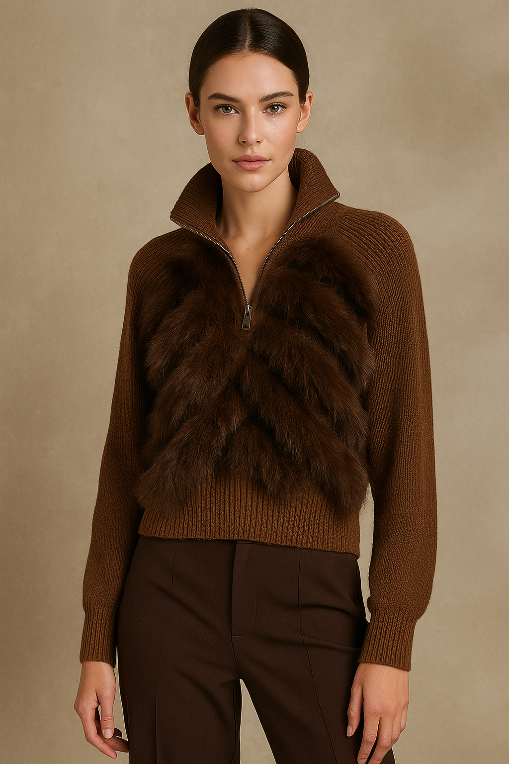 Solenne™ Knitted Pullover Fur Sweater