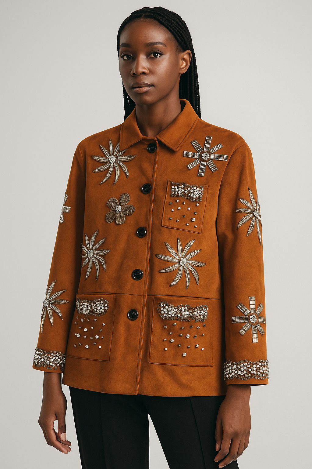 Juliette™ Rivet Flower Embellished Coat