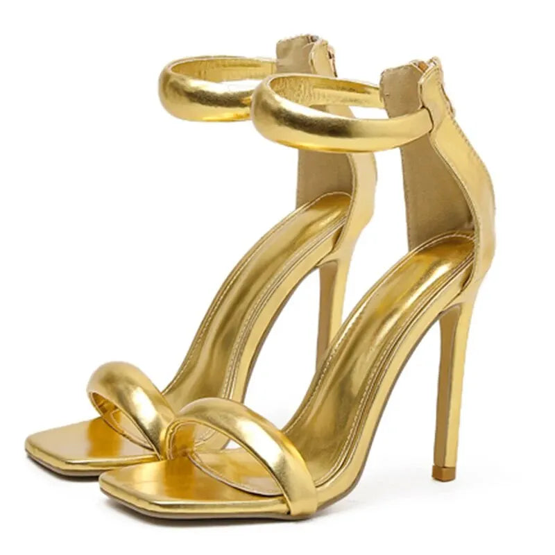 Gold Buckle Strap Summer High Heels VogueCharme