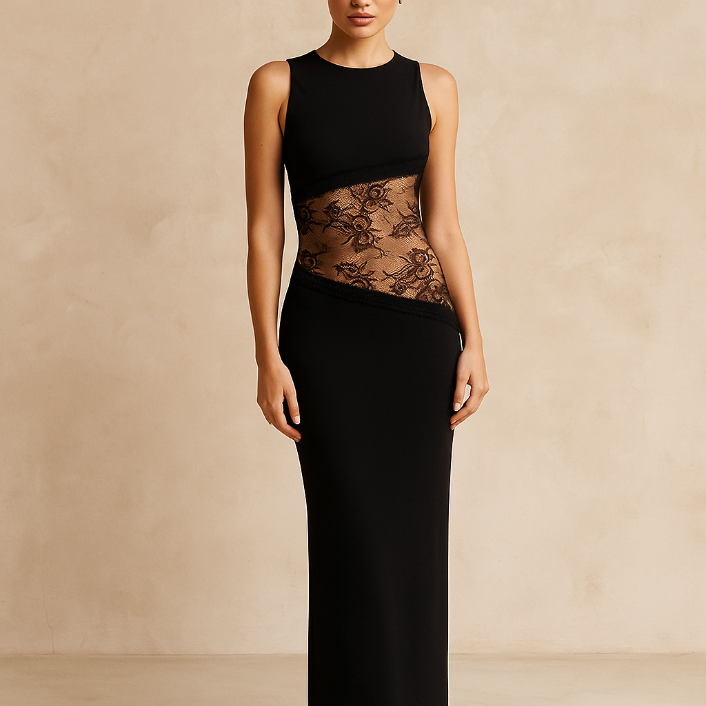 Nova™ Irregular Mesh Patchwork Backless Maxi Dress