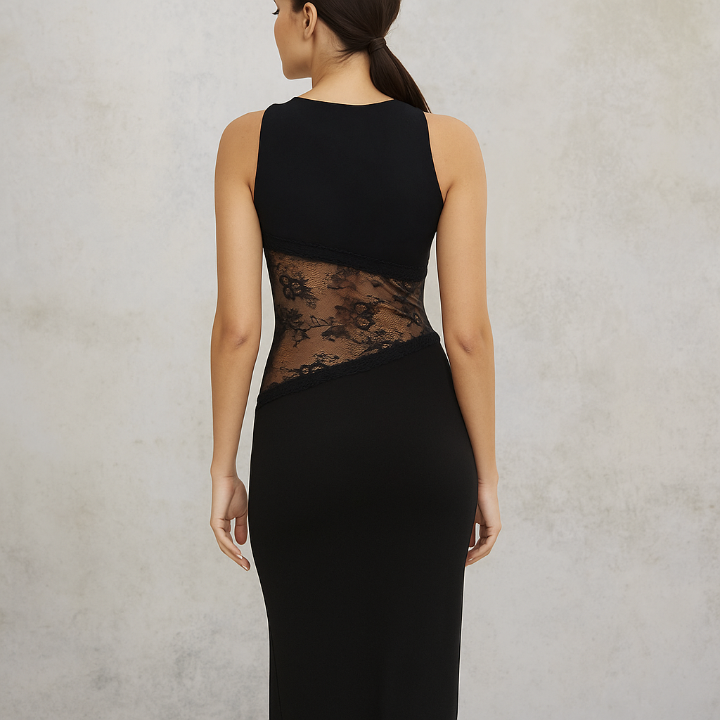 Nova™ Irregular Mesh Patchwork Backless Maxi Dress