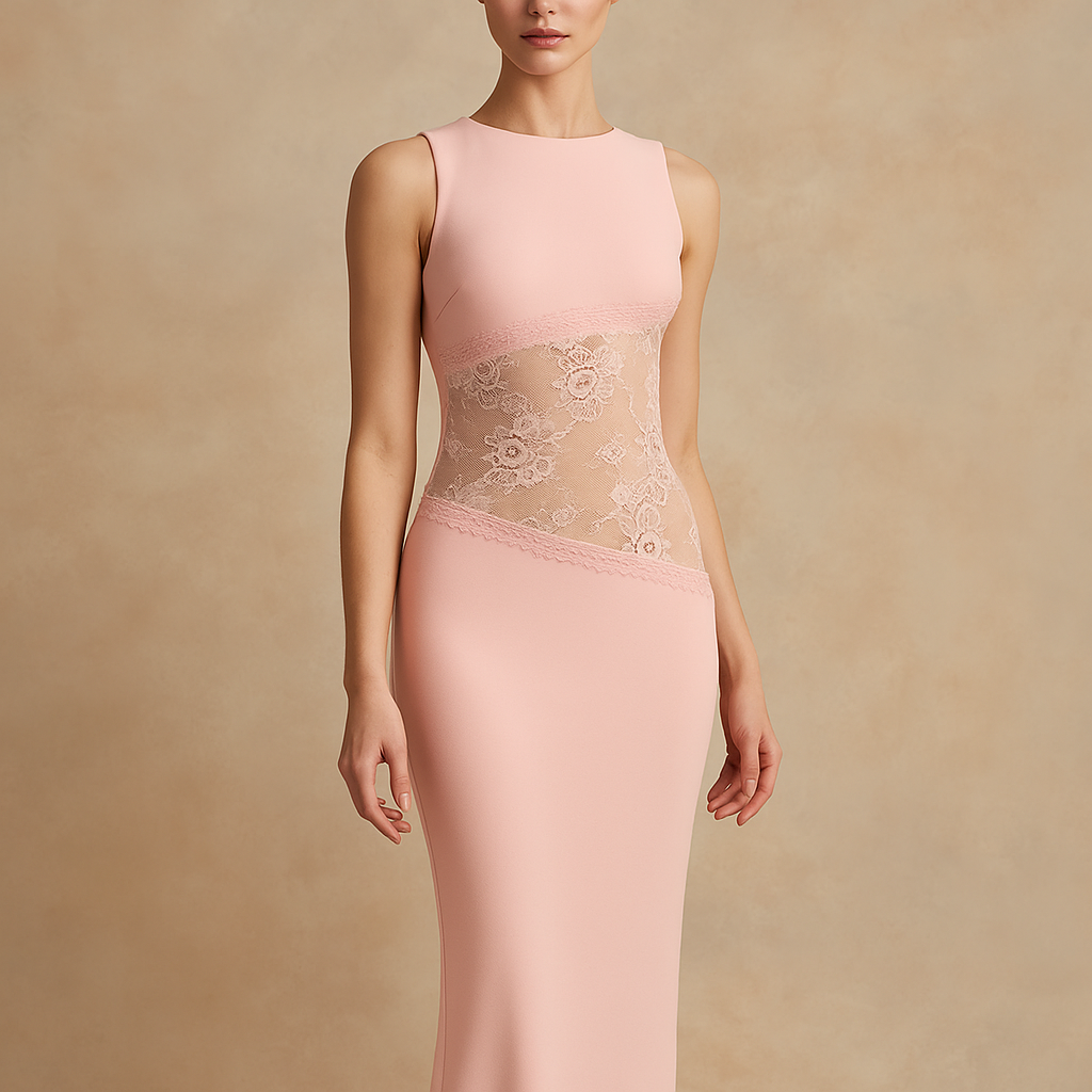Nova™ Irregular Mesh Patchwork Backless Maxi Dress