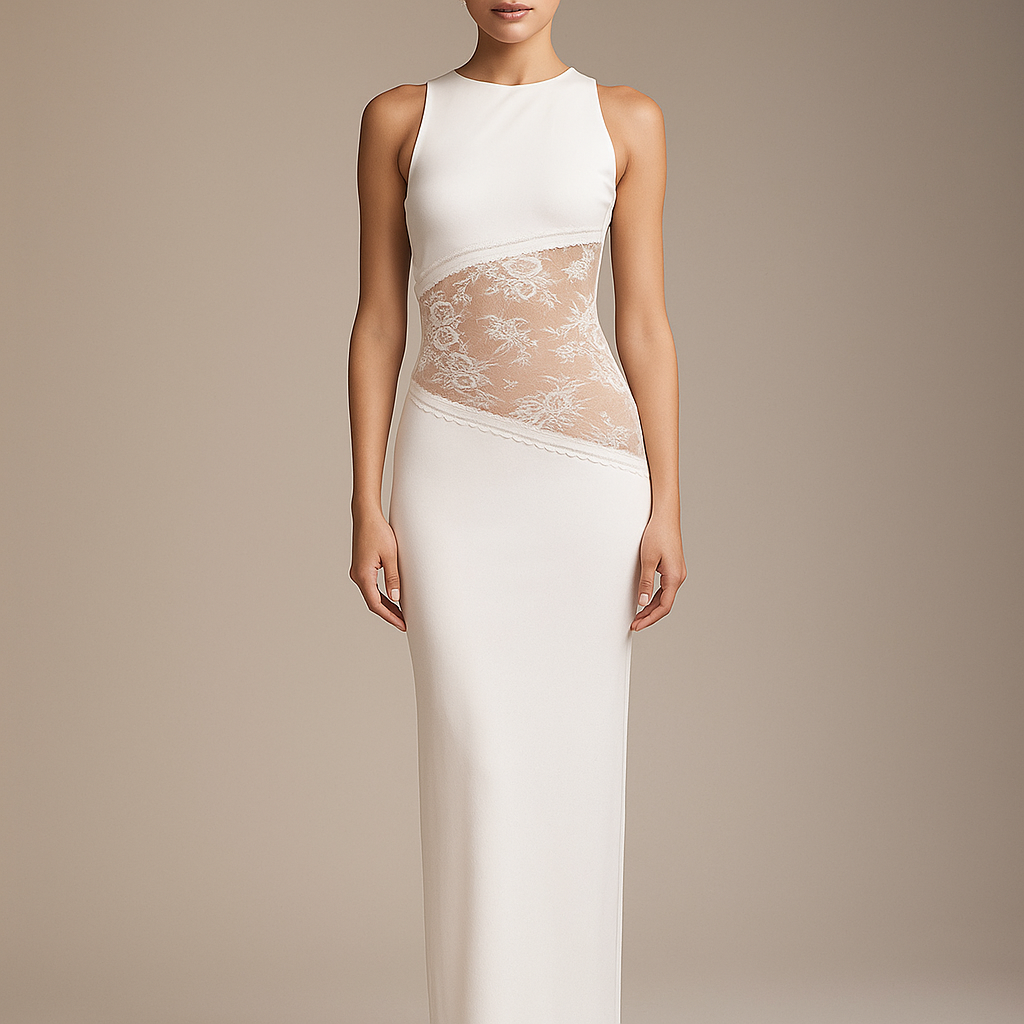 Nova™ Irregular Mesh Patchwork Backless Maxi Dress
