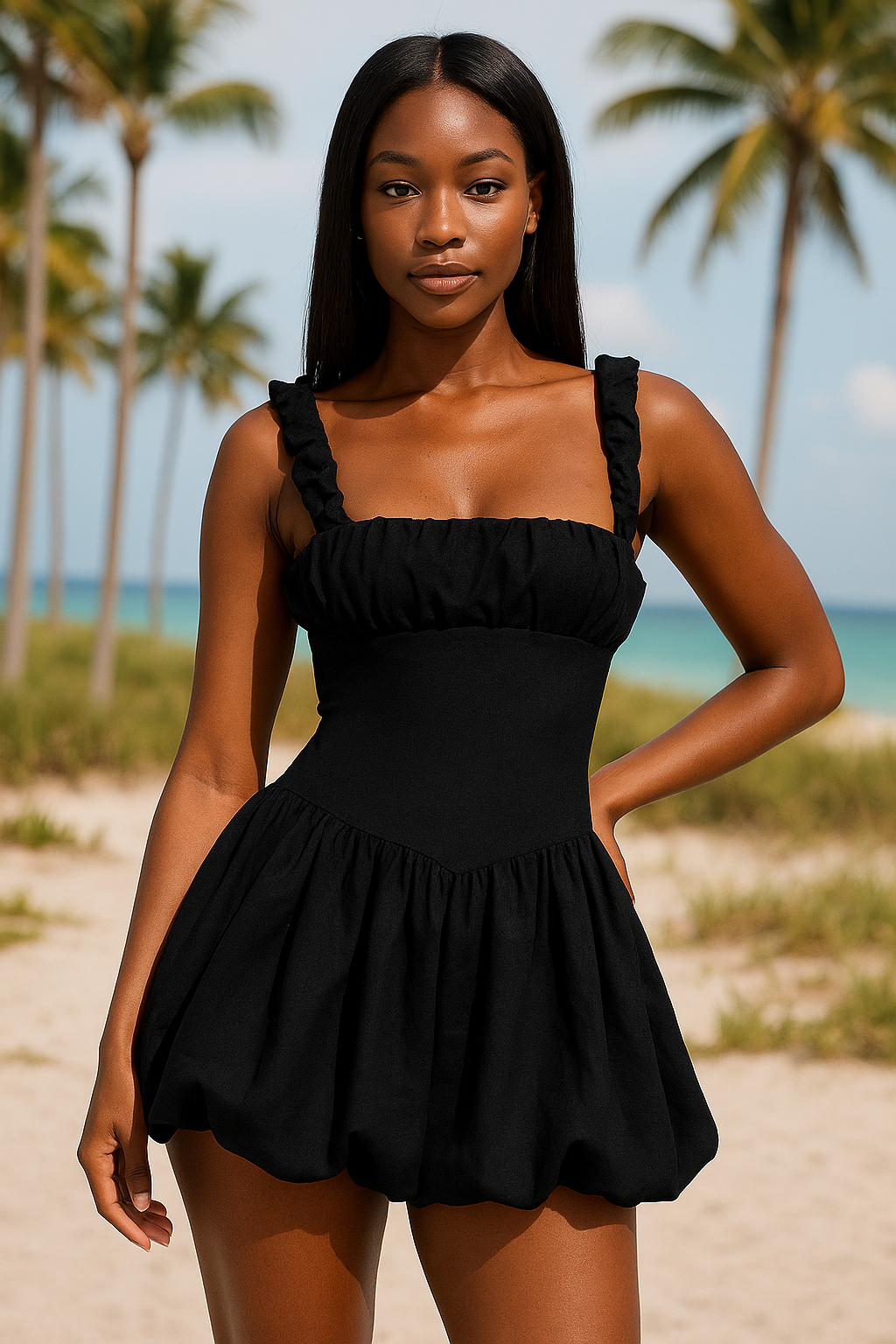 Aurelia™ Ruched Strap Bubble Mini Dress - VC Edit
