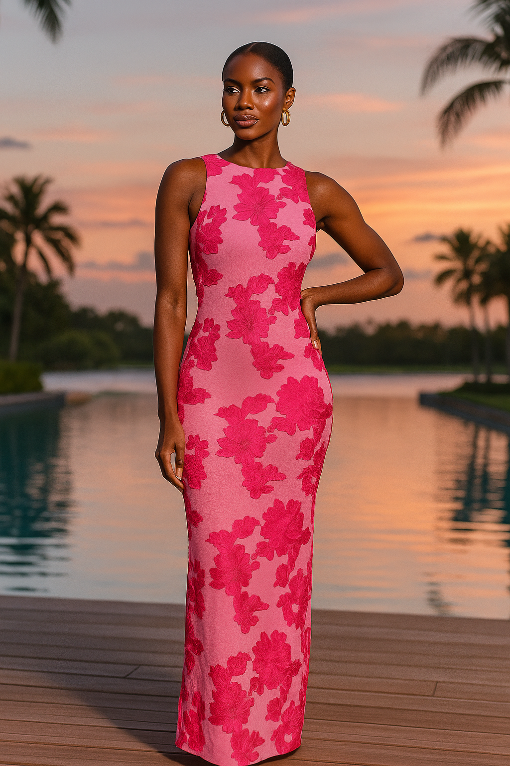 Flora™ Flower Print Bodycon Maxi Dress - VC Edit