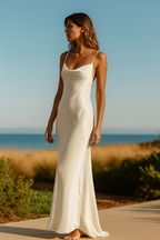 Eléna™ Satin Lace Up Backless Maxi Dress - VC Edit