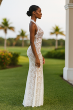 Isadora™ White Lace Embroidery Maxi Dress - VC Edit