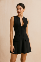 Amelina™ Corset Detail Pleated Skirt Mini Dress