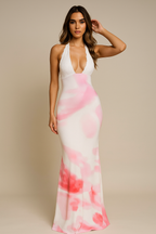 Elysia™ Lace Patchwork Halter Maxi Dress