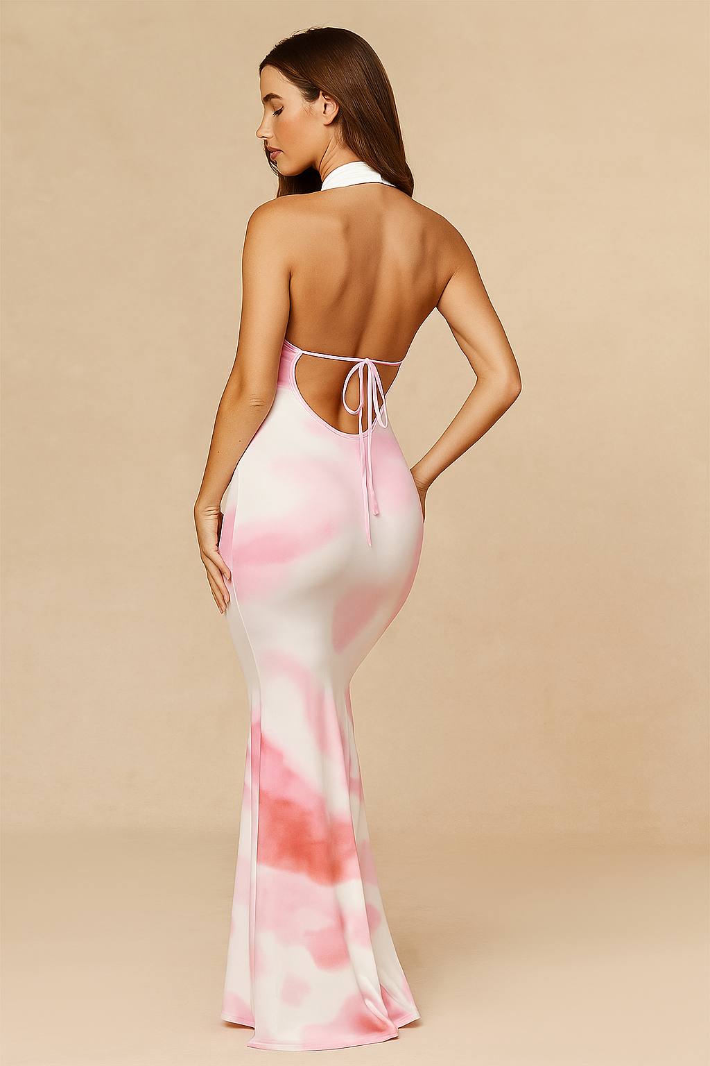 Elysia™ Lace Patchwork Halter Maxi Dress