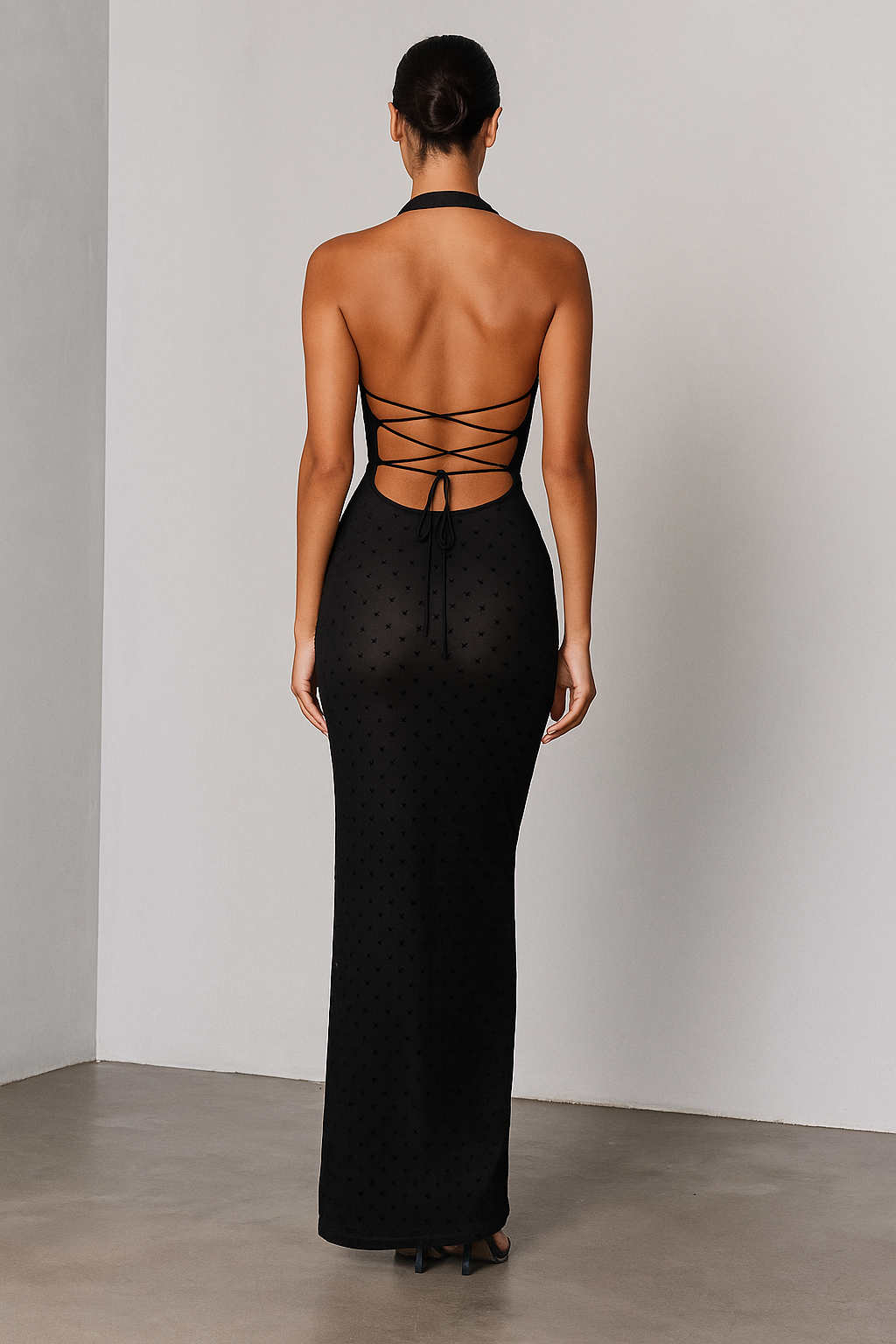 Celestia™ Polka Dot Halter Maxi Dress