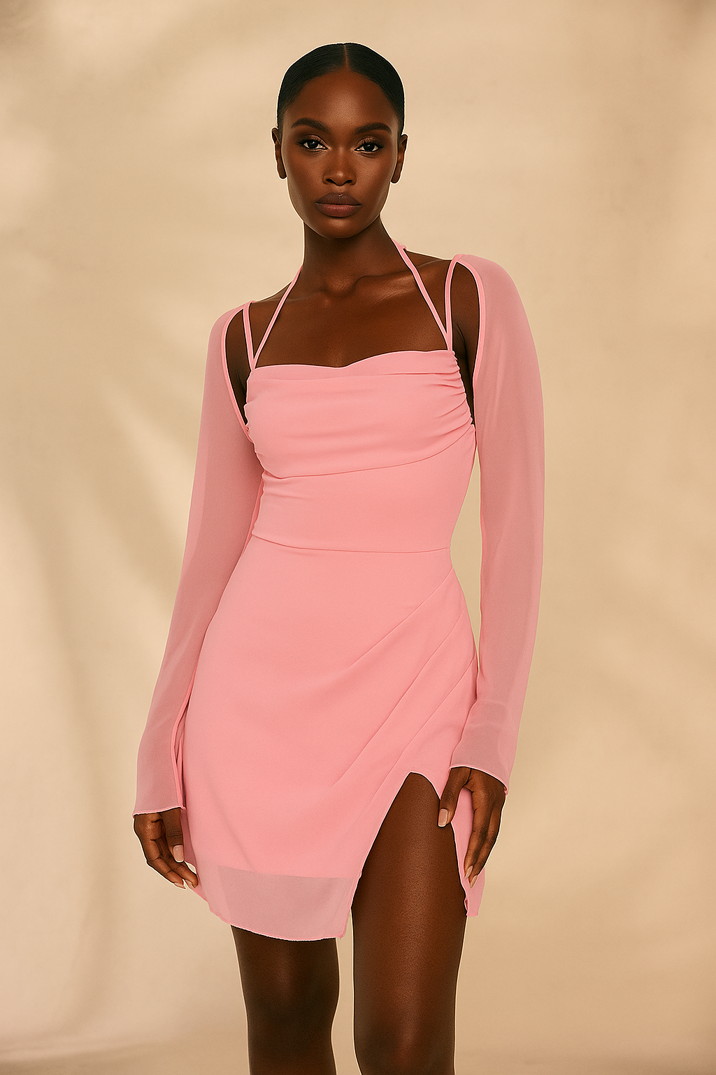 Rosalia™ Mesh Halter Mini Dress