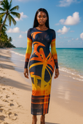 Vera™ Mesh Print Bodycon Maxi Dress