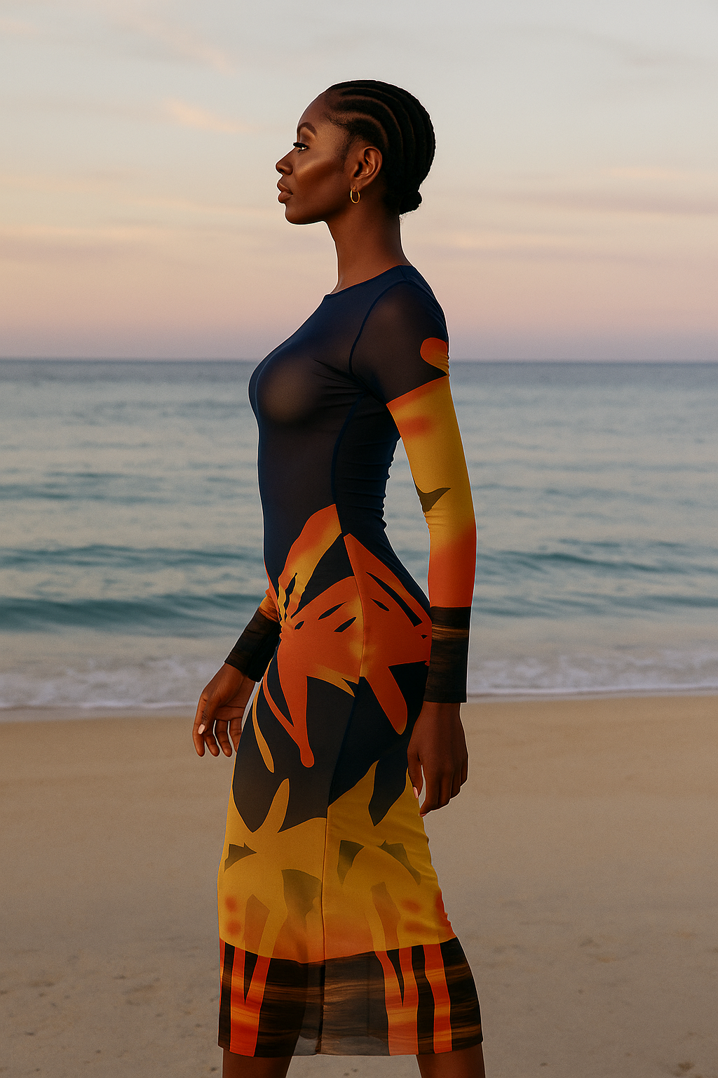 Vera™ Mesh Print Bodycon Maxi Dress