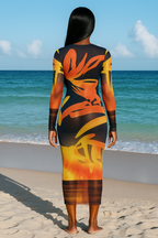 Vera™ Mesh Print Bodycon Maxi Dress