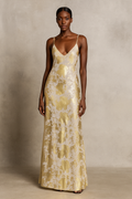 Célina™ Elegant Gold Detail Maxi Dress