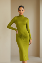 Valencia™ Ruched Long Sleeve Bodycon Maxi Dress