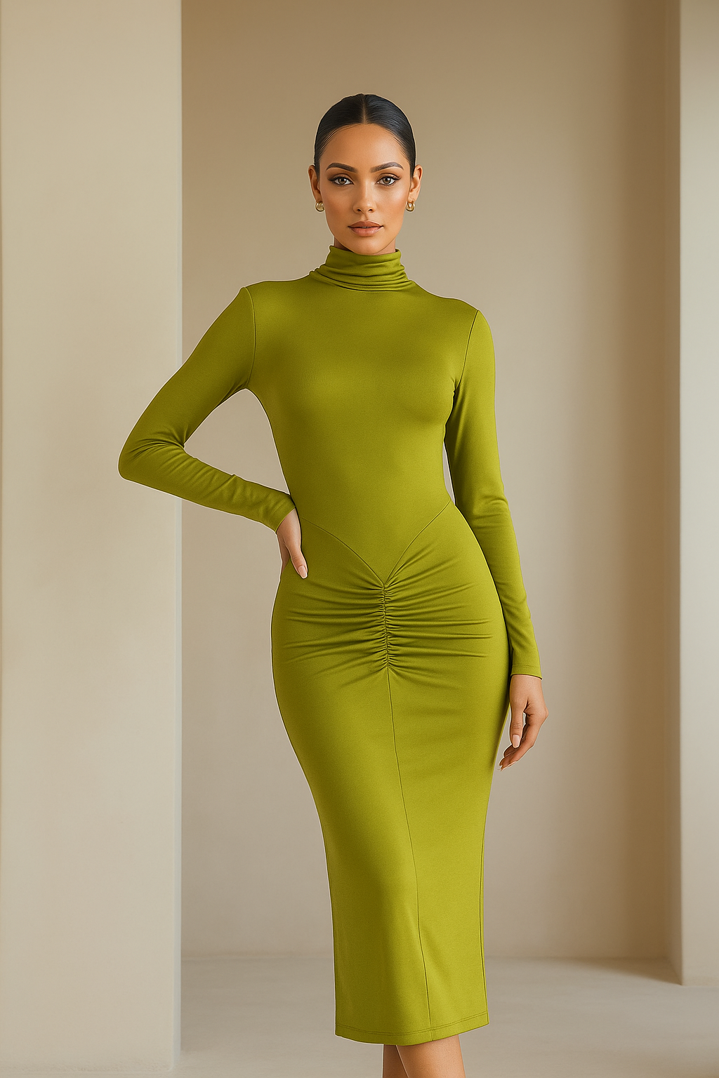Valencia™ Ruched Long Sleeve Bodycon Maxi Dress