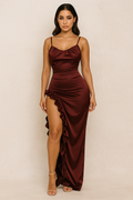 Elayna™ Backless Ruffle Split Maxi Dress