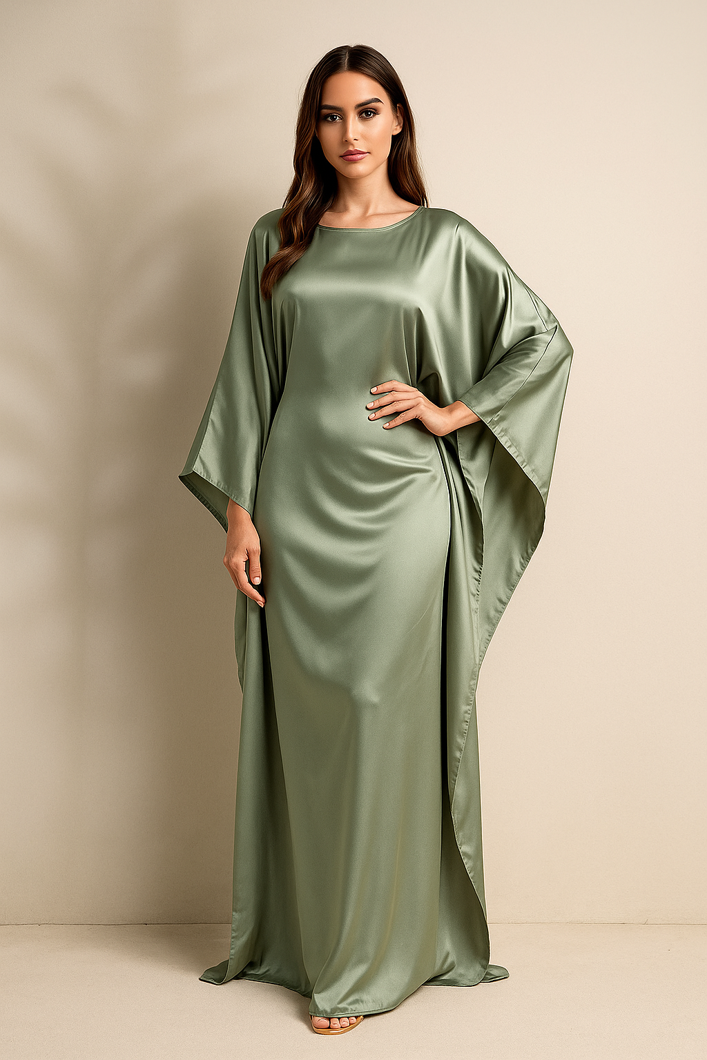 Serenya™ Soft Satin Long Sleeve Maxi Dress