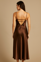 Aurelia™ Wrapped Satin Backless Maxi Dress