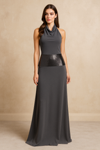 Lunara™ Halter Patchwork Draped Maxi Dress