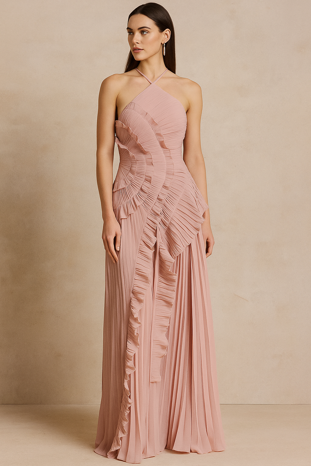 Amalfi™ Halter Ruffle Tiered Backless Maxi Dress