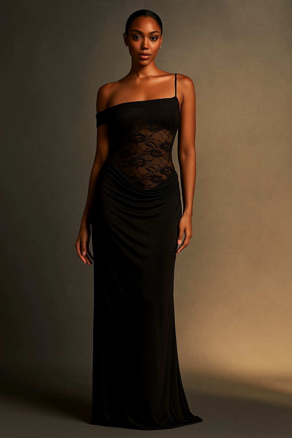 Celestia™ One-Shoulder Lace Maxi Dress