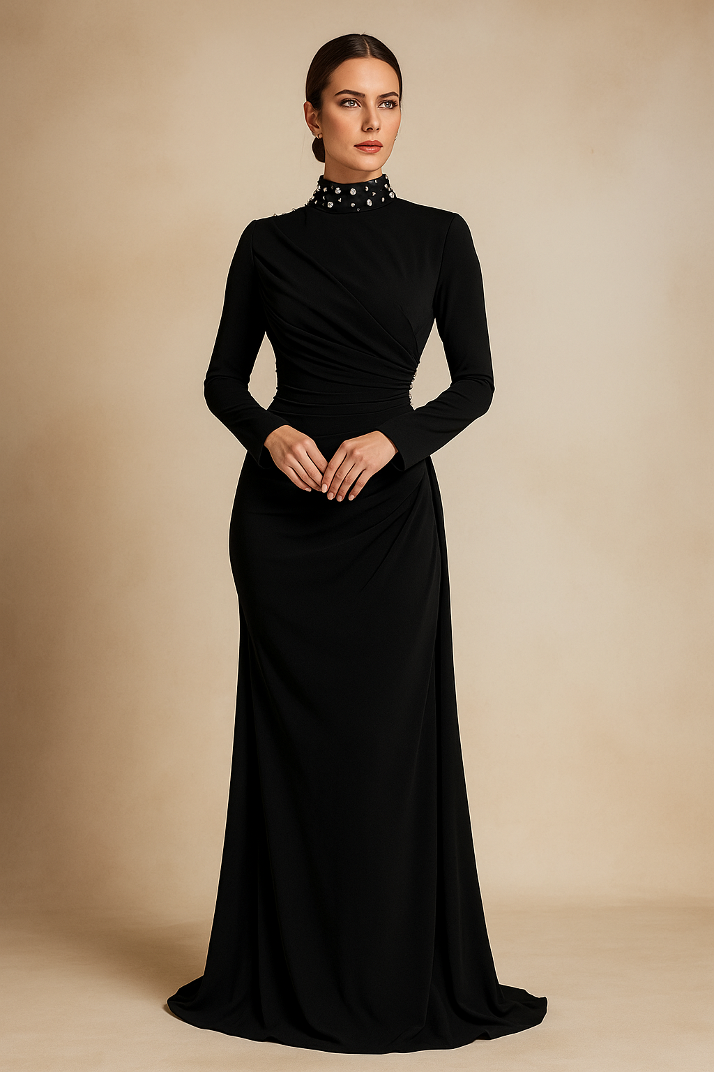 Amara™ O-Neck Long Sleeve Maxi Dress