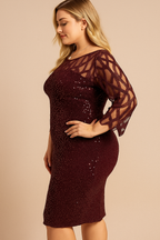 Plus Size Sequin Mesh Midi Dress