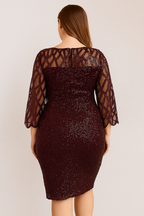 Plus Size Sequin Mesh Midi Dress