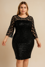 Plus Size Sequin Mesh Midi Dress