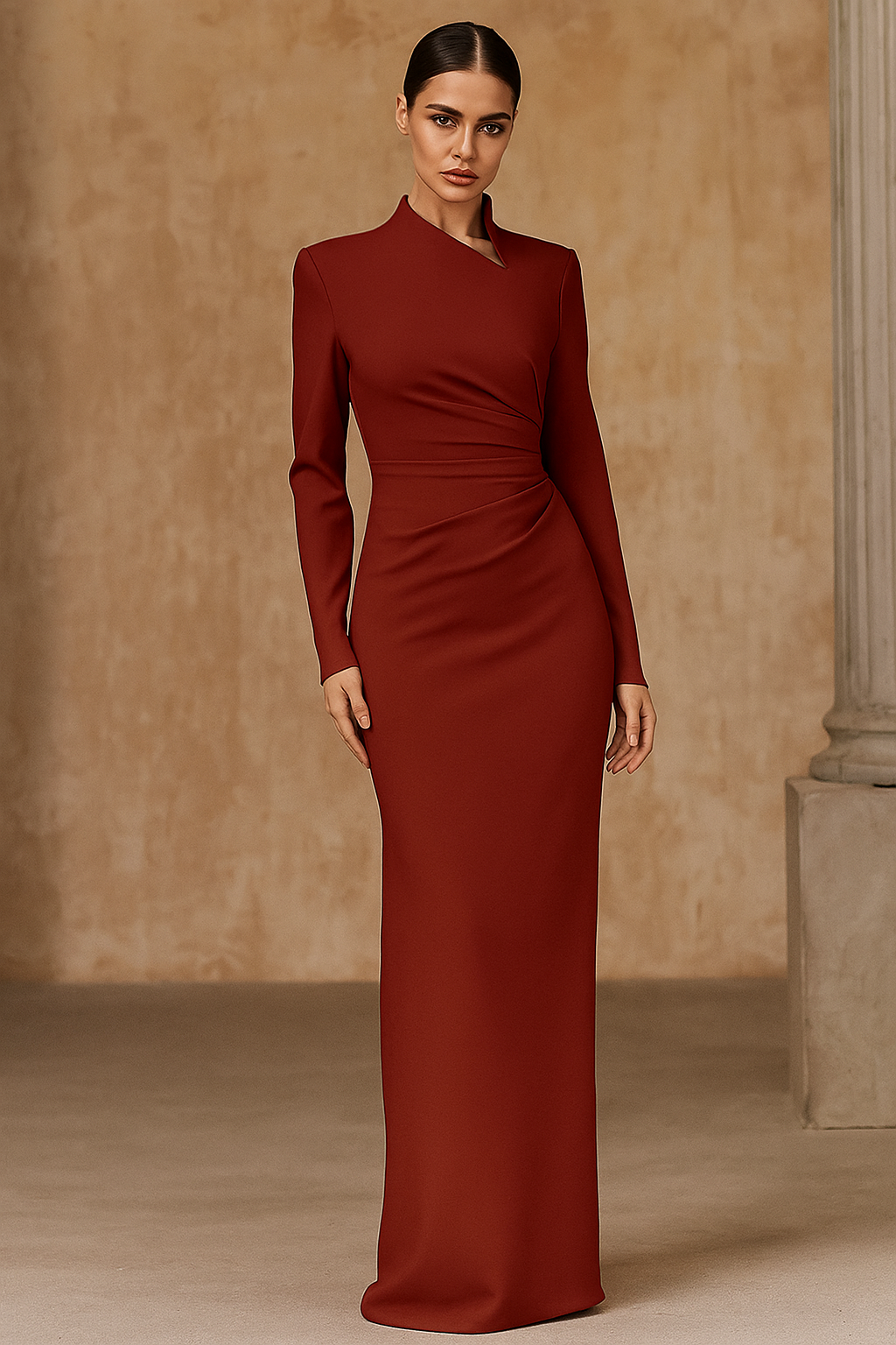 Isolde™ Satin Long Sleeve Maxi Dress
